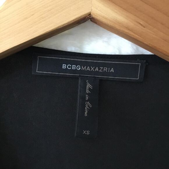 BCBGMaxAzria Black Drape Front Hi-Low Sheer Top - Picture 2 of 16